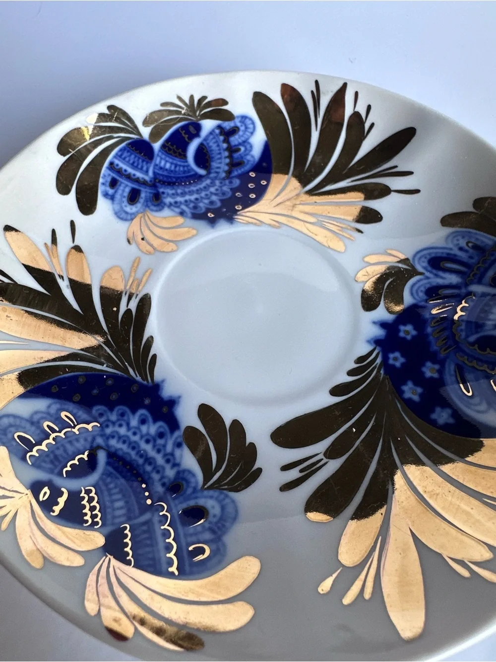 Lomonosov Golden Garden Porcelain Cup and Saucer gold/cobalt